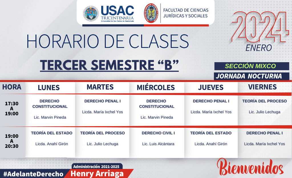 Secci N Mixco Horario De Cursos Primer Semestre Facultad De